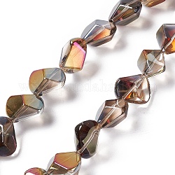 Perles de verre plaquées arc-en-ciel, polygone, chameau, 15.5~16x15.5x10~10.5mm, Trou: 1mm, Environ 50~51 pcs/chapelet, 27.95''~29.13'' (71~74 cm)