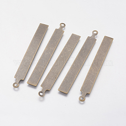 Металлические бирки, латунные штампы с подвесками, прямоугольные, античная бронза, 67x7x0.5 мм, отверстие : 2 мм