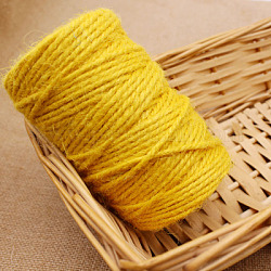 Corda di iuta, corda di iuta, spago di iuta, per fare gioielli, giallo, 3mm, circa 54.68 iarde (50 m)/rotolo