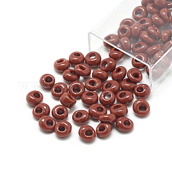 TOHO Japanese Fringe Seed Beads, Opaque Glass Round Hole Rocailles Seed Beads, Saddle Brown, 6x5.5~5.8mm, Hole: 2mm, about 33pcs/10g