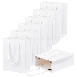 Подарочные пакеты из утолщенной бумаги прямоугольной формы, сумки для покупок, с ручками, белые, 12x6x16 см