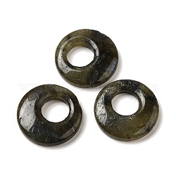 Pendentifs de labradorite naturelle, breloques disque beignet/pi, 27.5~28x4.5~5.5mm