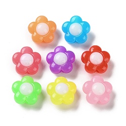 Perle acriliche opache bicolore, jelly imitato, fiore, 16x16x9mm, Foro: 2.8 mm, circa 458pcs/500g