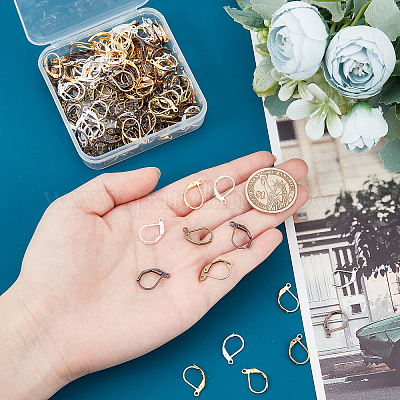 NBEADS 200 Pcs Brass Leverback Earring Findings, French Earring Hooks  Leverback Earwires Earring Hooks Hypoallergenic Ear Wire with Open Loop for  DIY