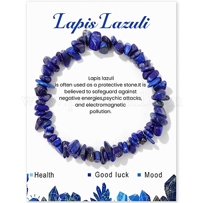 Stretch-Armbänder aus natürlichen Lapislazuli-Chips-Perlen&nbsp;PW-WG309C1-01-1