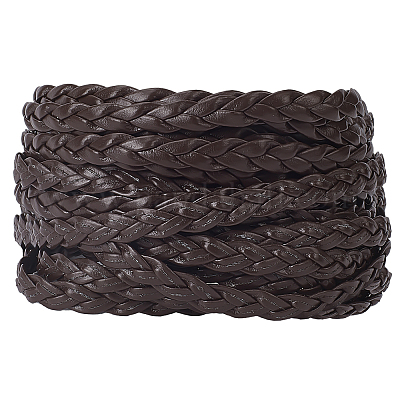 GORGECRAFT 5m x 7mm Flat Leather Cord Braided Leather String 2mm Thick Folded Imitation Leather Rope Thread for DIY Braiding Crafts Bracelet Anklets