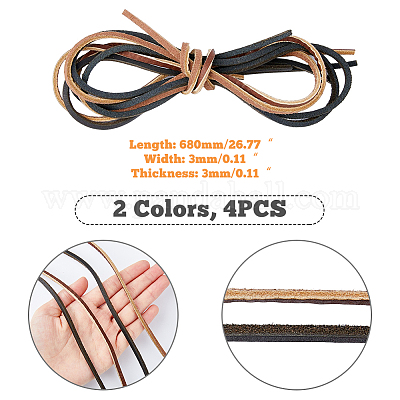 SUPERFINDINGS 4pcs Leather Boot Laces Totally 8.92inch Genuine Leather Shoe Laces Cowhide Leather Cord Shoelaces 2 Colors
