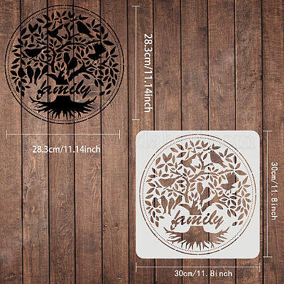 Shop FINGERINSPIRE Tree of Life Stencil 30x30cm Plastic Family Tree ...