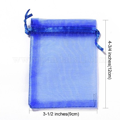 オーガンジーギフトバッグ巾着袋  プレーンスタイル  巾着付き  長方形  ミックスカラー  12x9cm OP-ZX001-9x12cm-M-1