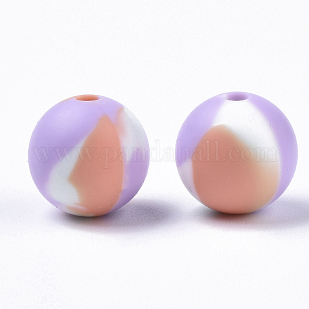 Perles de silicone écologiques de qualité alimentaire tricolores SIL-T056-02A-04-1