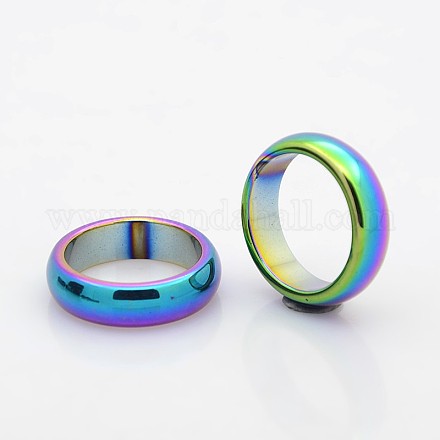 非磁性の合成ヘマタイトワイドバンドリングを電気めっき  虹メッキ  19mm RJEW-J006B-04-1
