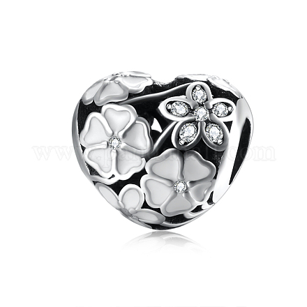 Großes Loch Herz 925 Sterling Silber Emaille europäischen Perlen STER-BB15838-1