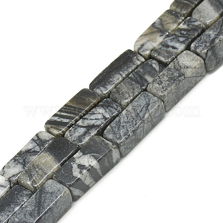 Natürliche schwarze Seide Stein / Netstone Perlen Stränge G-S300-61-8x20mm-1