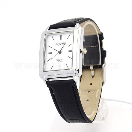 De alta calidad relojes de pulsera de cuarzo de cuero de imitación de aleación resistente al agua WACH-F004-08C-1