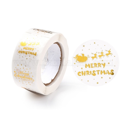Рождественские тематические плоские круглые наклейки в рулоне DIY-B045-15A-1