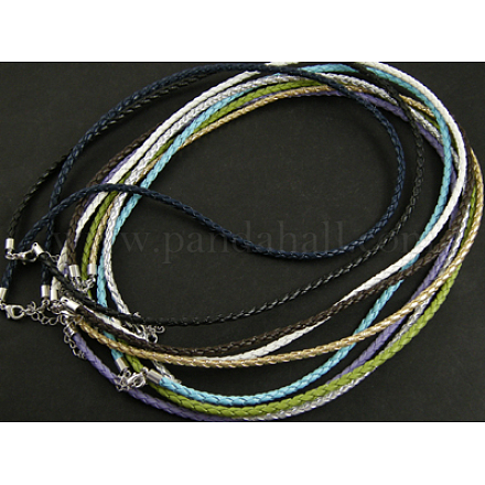 Tissé la corde de collier avec fermoir en laiton X-NFS054-1
