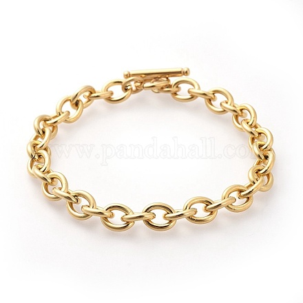 Vacuum Plating 304 Stainless Steel Cable Chain Bracelets X-BJEW-G618-04G-1