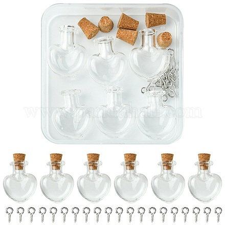 6 Stück klare Mini-Glasflaschen mit hohem Borosilikatgehalt AJEW-FS0001-09B-1