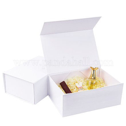 BENECREAT 2PCS White Magnetic Gift Box 22x16x10cm Rectangle Presentation Box with Magnetic Seal Lid for Weddings Parties Birthday Christmas CON-BC0005-88B-1
