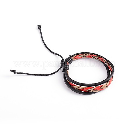 Adjustable Leather Cord Multi-strand Bracelets BJEW-O105-01A-1