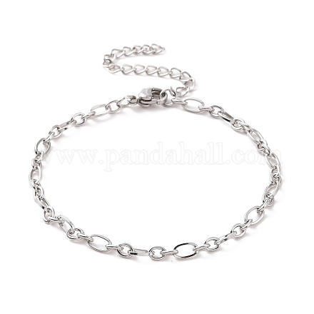 304 Stainless Steel Figaro Chain Bracelet for Men Women BJEW-E031-14P-02-1