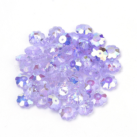 AB-Color Plated Flower Transparent Glass Beads GLAA-R160-08AB-1