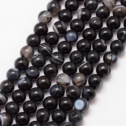 Chapelets de perles en agate rayée naturelle/agate à bandes G-K166-13-6mm-05-1