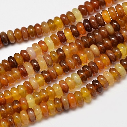 Rondelle Natural Agate Bead Strands G-M257-10x5mm-15-1