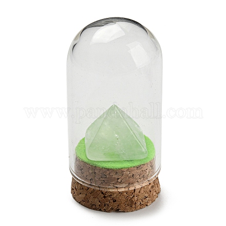Decorazione del display piramidale in cristallo di quarzo naturale con copertura a cloche a cupola di vetro DJEW-B009-01A-1