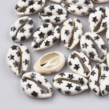 Printed Cowrie Shell Beads SHEL-S274-03F-1