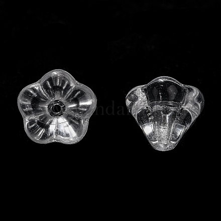 透明なチェコのガラスビーズ  花  透明  10x8mm  穴：2mm  約120個/袋 GLAA-G070-05D-01-1