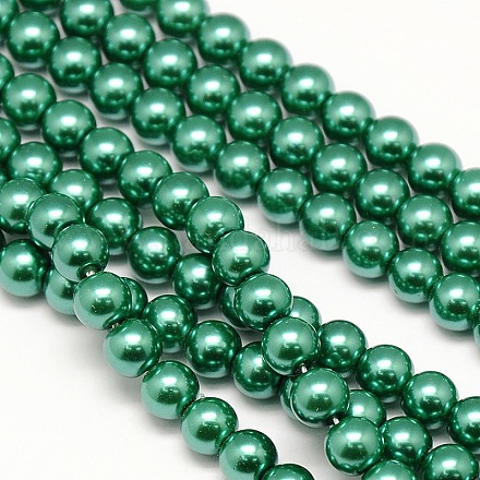 Fili di perle rotonde di perle di vetro tinto ecologico HY-A002-10mm-RB118-1