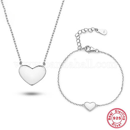 Set di gioielli con cuore in argento sterling placcato rodio LE7132-1-1