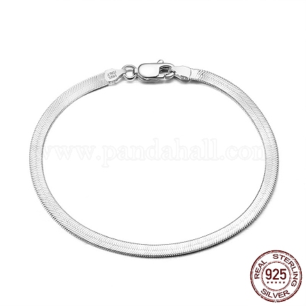 3 pulseras de cadena de espiga de plata de ley de 925 mm BJEW-I314-006A-P-1