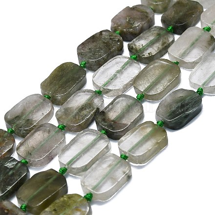 Verdes naturales abalorios de cuarzo rutilado hebras G-K245-J03-F01-1