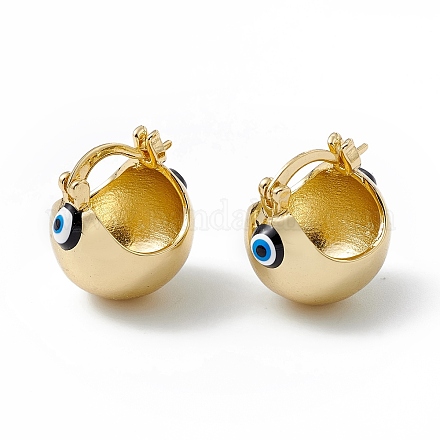 Brass Enamel Evil Eye Half Hoop Earrings EJEW-A093-03G-09-1
