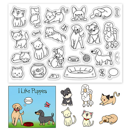 PH PandaHall Decorative Clear Stamps Plastic Stamps Animal Cat Dog Silicone Stamp Film Frame Transparent Seal Stamps for Gift Photo Album Invitation Card Making Scrapbooking Postcard Decor DIY-WH0167-57-0216-1