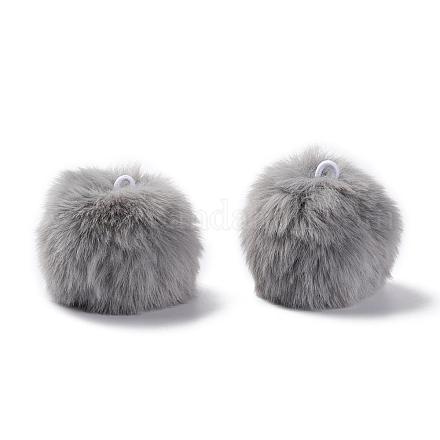 Handmade Faux Rabbit Fur Pom Pom Ball Covered Pendants WOVE-F020-A11-1