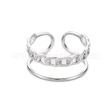 304 anello per polsino a forma di catena barbazzale in acciaio inossidabile RJEW-N038-038P-1
