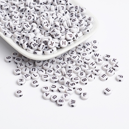 Perles de lettre de trou horizontal acrylique MACR-2083-1