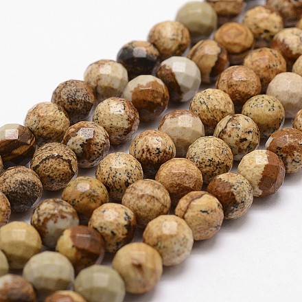 Chapelets de perles en jaspe avec images naturelles G-G736-27-8mm-1