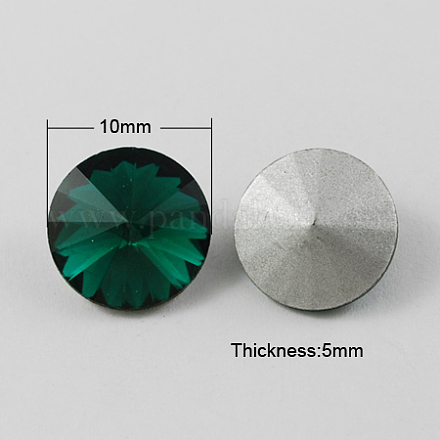 ポイントガラスラインストーン  リボリラインストーン  バックメッキ  コーン  濃い緑  10x5mm RGLA-R003-10mm-7-1