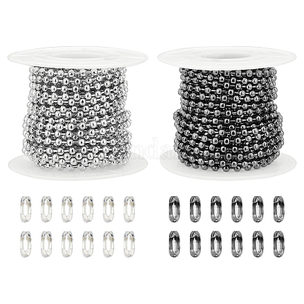 OLYCRAFT 32 Feet Ball Bead Chain 2 Colors Iron Necklace Chains Beaded Chain Connectors for DIY Craft Jewelry Making DIY-OC0007-28-1