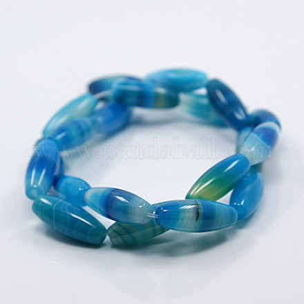 Natural Agate Beads Strands G-G304-8x20mm-08-1