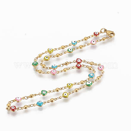 Colliers de perles en émail de fer NJEW-S387-01-1