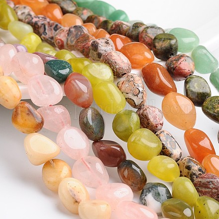 Pepitas de hebras de perlas mixta de piedras preciosas naturales y sintéticas G-L420-17-B-1