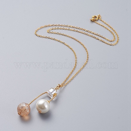 Collane con pendente in perle di vetro e perle di vetro ecologiche NJEW-JN02622-02-1