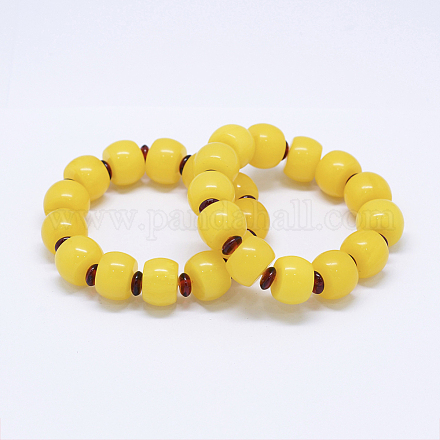 Resin Imitation Amber Beads Stretch Bracelets BJEW-E337-05-1