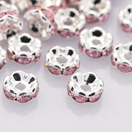 Brass Rhinestone Spacer Beads RB-A014-L7mm-27S-1