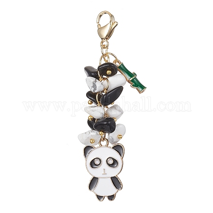 Panda Alloy Enamel Pendant Decorations HJEW-JM01275-04-1